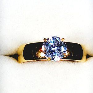 Cubic Zirconia engagement/promise ring in 14K YG over Stainless Steel sz 9